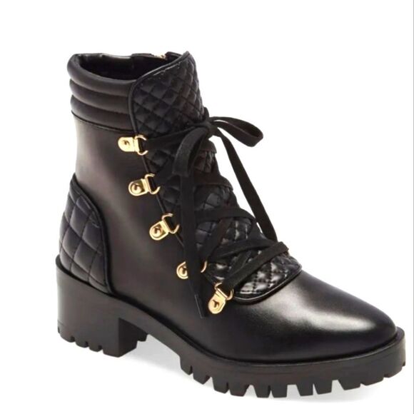 Karl Lagerfeld Paris "Pervot" Combat Fashion Leather Boots 9 - Picture 1 of 11